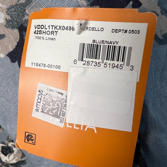 TALLIA Men's Slim-Fit Blue Floral Print Linen Blazer 42 Short NWT - Picture 11 of 11